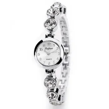 Noi FashionWomen Ceasuri Brățară de Bijuterii din Oțel Inoxidabil Curea Cu Simulate Rotund Cuarț Ceas de Aur Ceas de Argint Reloj часы