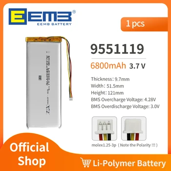 EEMB 9551119 3.7 V Baterie 6800mAh Reîncărcabilă Litiu-Polimer Acumulator Pentru Dashcam,Lanterna,Difuzor Bluetooth, GPS,Camera foto
