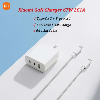 Original Xiaomi 67W GaN Încărcător 2C1A PD Rapid de Încărcare de 1,5 m 6A Cablu de Date Rapid de Echilibru Multiple de Încărcare de Protecție Pliabil Pin