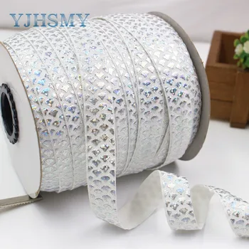 YJHSMY E-17719-73,16 mm culoare Pură fierbinte argint imprimare elasticitatea Panglică,10 metri manual DIY accesorii de par materiale
