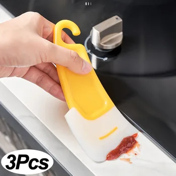 3Pcs Silicon de Curățare Spatula de Bucatarie Tort de Copt Racleta de Patiserie Gadget-uri Murdare Pan Feluri de mâncare Oală Curat Instrumente de Spălat Racleta